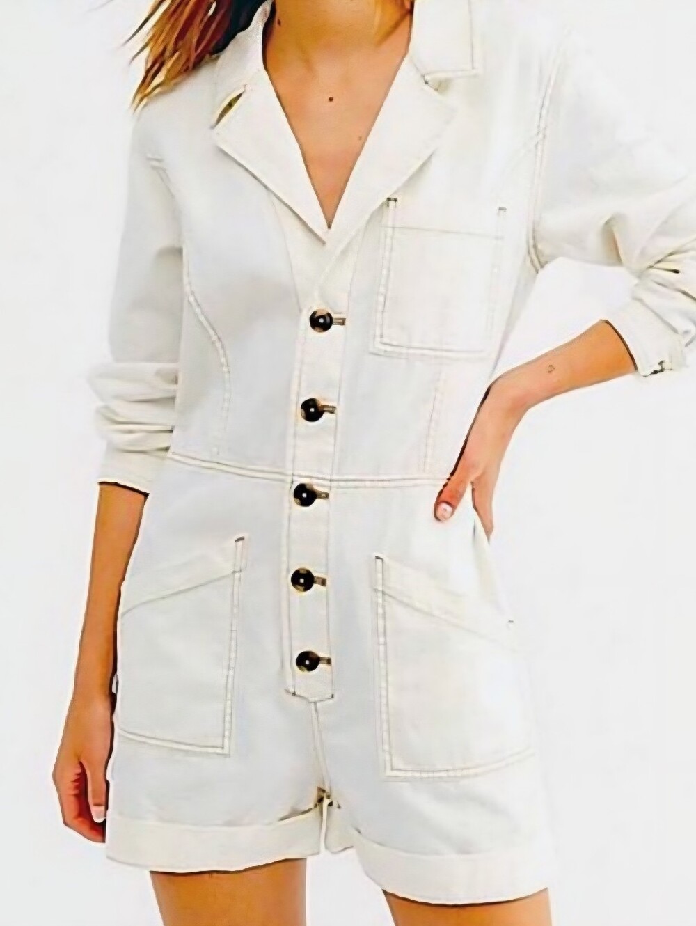 Free People Ivory Cotton/Linen Blend Elaine Shortall Small